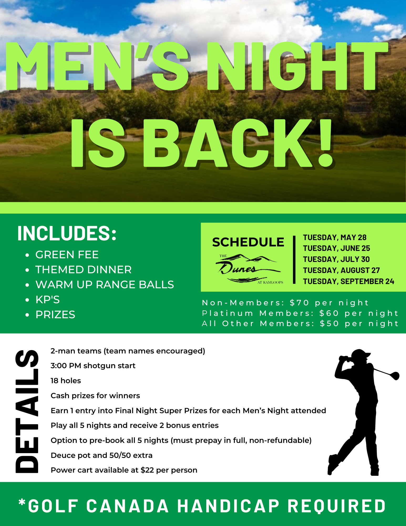 Men's Night - The Dunes at Kamloops